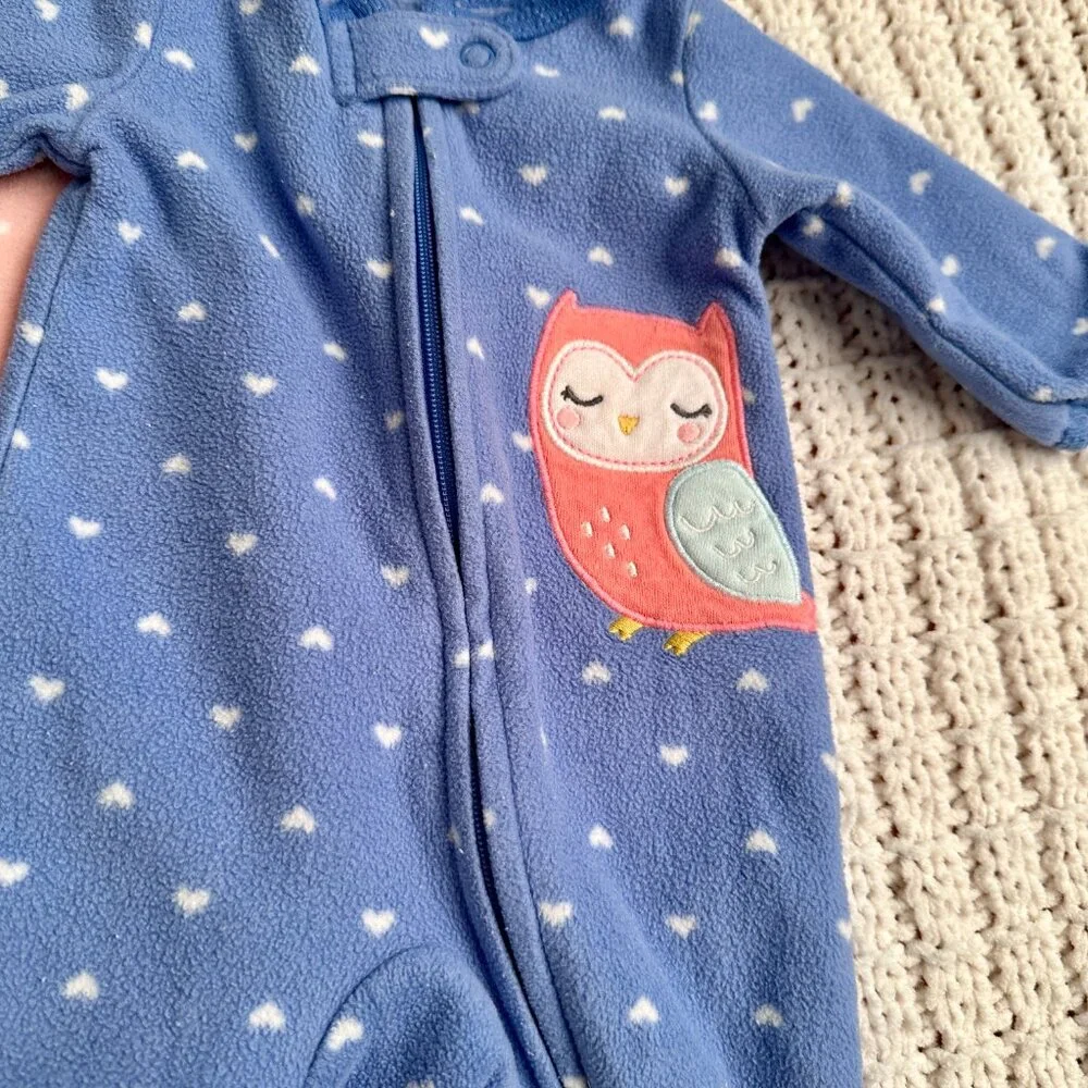 Baby Girl Newborn Warm Fleece Sleepers Set 3-Piece Bundle Like New